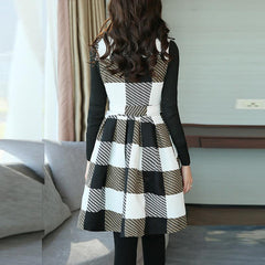 Suit Collar Plaid Cardigan Casual Coat