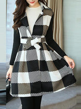 Suit Collar Plaid Cardigan Casual Coat