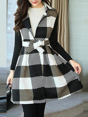 Suit Collar Plaid Cardigan Casual Coat
