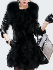 Faux Fur Coat Leather Jacket Slim Coat Outerwear
