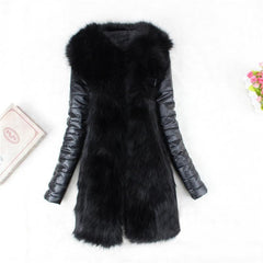 Faux Fur Coat Leather Jacket Slim Coat Outerwear