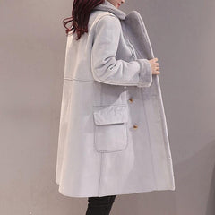 Turn-Down Collar Pure Color Slim Woolen Coat