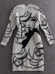 Long Sleeve Collarless Jacquard Cardigans