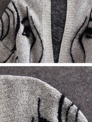 Long Sleeve Collarless Jacquard Cardigans