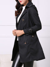 Lapel Double Breasted Pocket Belt Plain Trench Coat