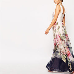 Long Printed Floral Vacation Dress