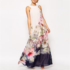 Long Printed Floral Vacation Dress