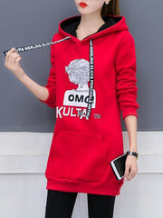 Lightweight Cartoon Letters Long Sleeve Hoodies