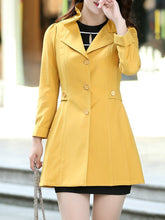 Fold-Over Collar Single Breasted Plain Cuffed Sleeve Trench Coats