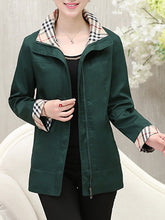 Fold-Over Collar Zips Plain Long Sleeve Trench Coats