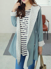 Hooded Drawstring Plain Long Sleeve Trench Coats