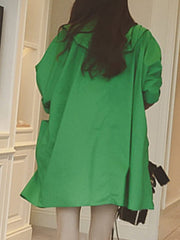 Hooded Plain Long Sleeve Trench Coats