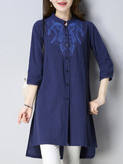 Turn Down Collar Plain Half Sleeve Trench Coats