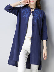 Turn Down Collar Plain Half Sleeve Trench Coats