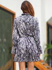 Leopard printed temperament commuter large size Skater Dresses