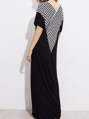 V Neck Striped Maxi Dress