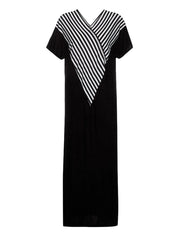 V Neck Striped Maxi Dress
