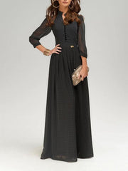 Hanging Neck Mopped Backless Sexy Chiffon Slim Maxi Dress
