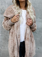 Hooded Fluffy Jacket In Fleece Fur