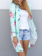 Floral Long Sleeve Midi Length Cardigan