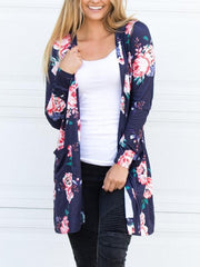 Floral Long Sleeve Midi Length Cardigan