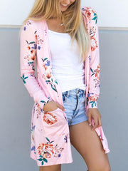Floral Long Sleeve Midi Length Cardigan
