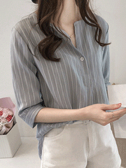 V Neck Stripes Blouses