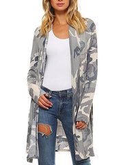 Long Sleeve Camouflage Printed Cardigans