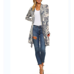 Long Sleeve Camouflage Printed Cardigans