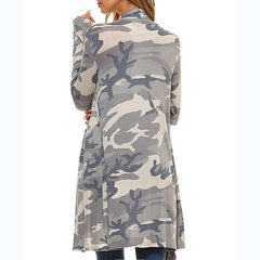 Long Sleeve Camouflage Printed Cardigans