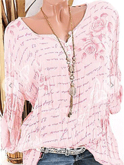 Large Sizes Round Neck Print Blouses