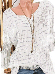 Large Sizes Round Neck Print Blouses