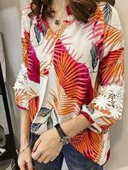 V Neck Abstract Print Blouses