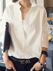 V Neck Decorative Lace Plain Blouses