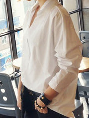V Neck Decorative Lace Plain Blouses