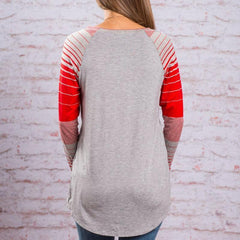 Striped Long Sleeved Patchwork T-Shirts