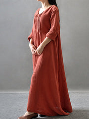Sweet Heart Patch Pocket Plain Maxi Dress