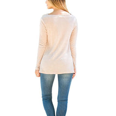 Long Sleeve Plain Asymmetrical T-Shirts