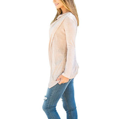 Long Sleeve Plain Asymmetrical T-Shirts