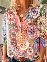Long Sleeve Floral Floral-Print Statement Shirts & Tops Blouses