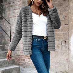 Faux Rabbit Fur Woman Fashion Coat