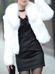 Faux Fur Collar Plain Long Sleeve Coats