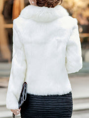 Faux Fur Collar Plain Long Sleeve Coats