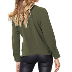 Long-Sleeved Button Collar Blouses