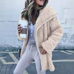 Hooded Long Sleeve Fur Cardigans