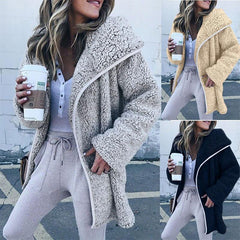 Hooded Long Sleeve Fur Cardigans