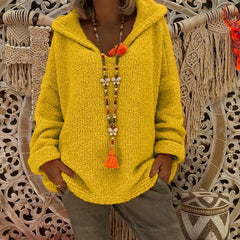 Hooded Plain Loose Long Sleeve Knitting Sweaters