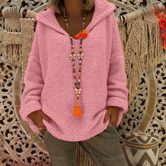 Hooded Plain Loose Long Sleeve Knitting Sweaters