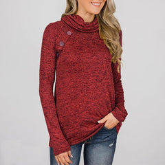 Turtle Neck Long Sleeve Button Sweatshirts