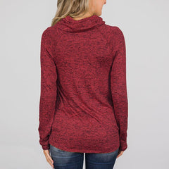 Turtle Neck Long Sleeve Button Sweatshirts